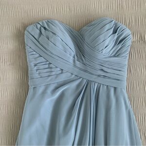 Azazie Bridesmaid Wedding Dress Strapless With Slit - A0, Dusty Blue, Chiffon